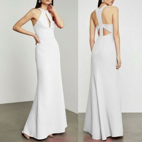 BCBGMAXAZRIA Sleeveless Keyhole Halter Gown  Maxi Dress Pink 0 - Picture 9 of 9